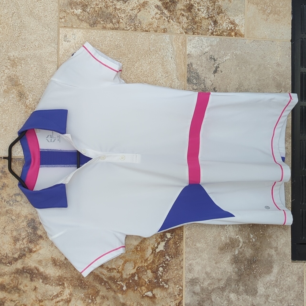 XS EP Pro White Colorblock Shirt Golf Tennis Activewear Athleisure